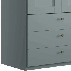 Graugrüner Kleiderschrank 2-türig mit 3 Schubladen - Rajavo