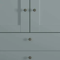 Graugrüner Kleiderschrank 2-türig mit 3 Schubladen - Rajavo