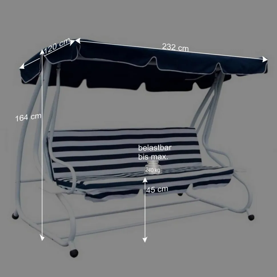 Grün-weiße Hollywoodschaukel Lilames mit Streifen