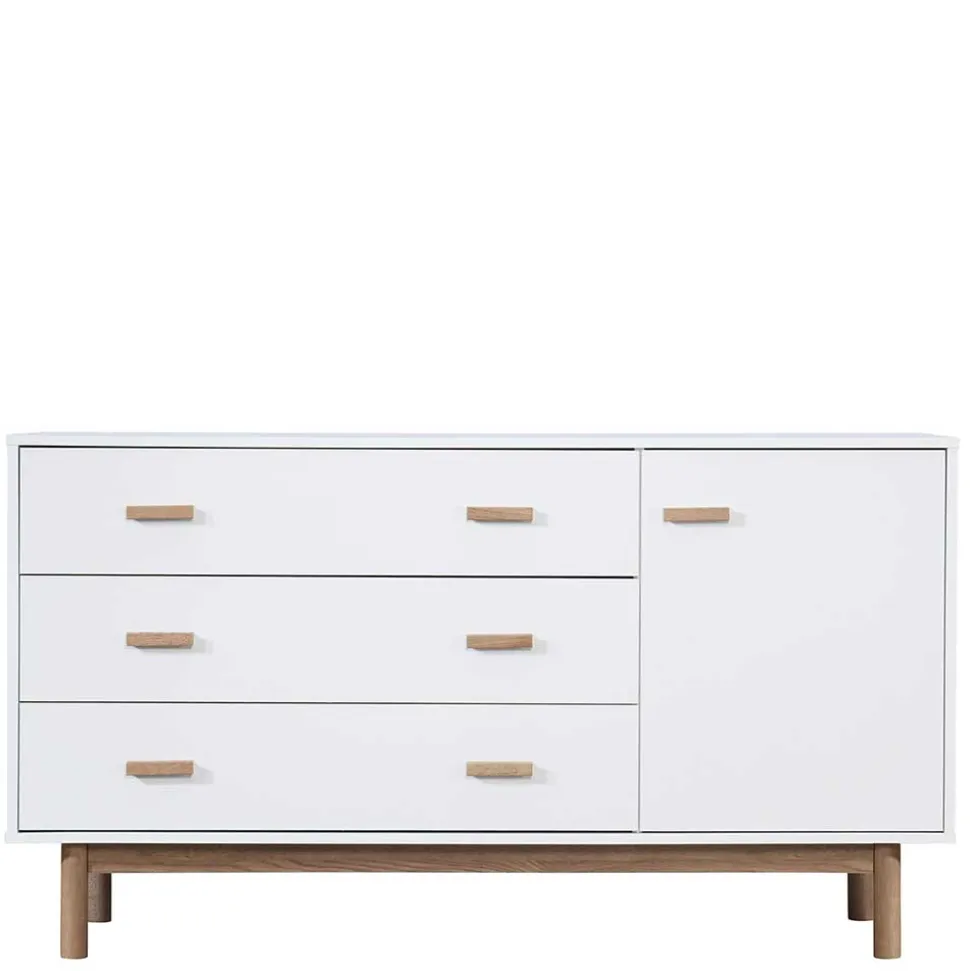 Große Kombi-Kommode in Weiß mit Eiche - Savuta