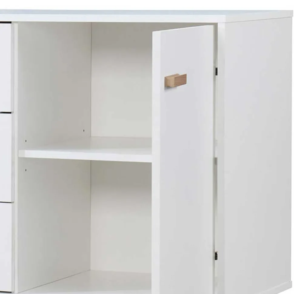 Große Kombi-Kommode in Weiß mit Eiche - Savuta