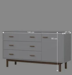 Große Kombi-Kommode in Weiß mit Eiche - Savuta