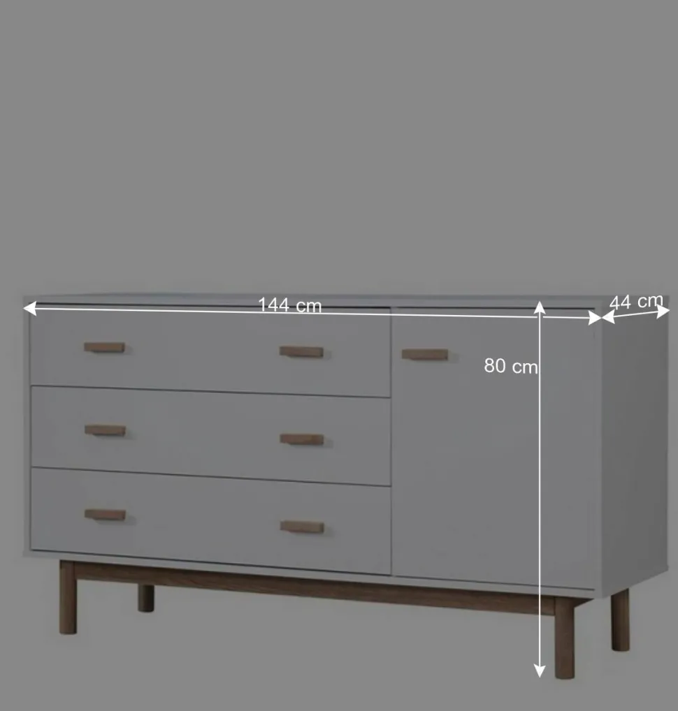 Große Kombi-Kommode in Weiß mit Eiche - Savuta