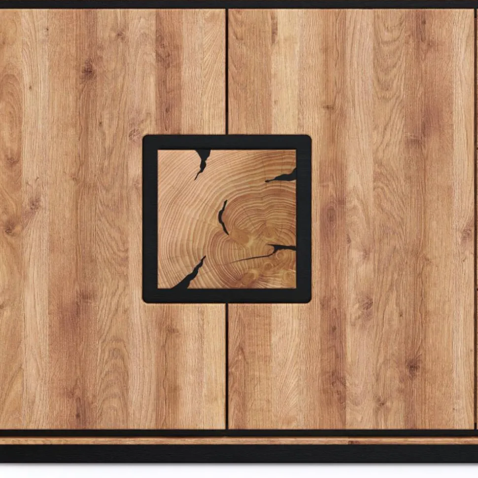 Große Kombi-Kommode in Wildeiche mit Schwarz - Shipper