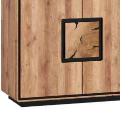 Große Kombi-Kommode in Wildeiche mit Schwarz - Shipper