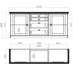 Große Landhaus Anrichte zweifarbig - Diatara