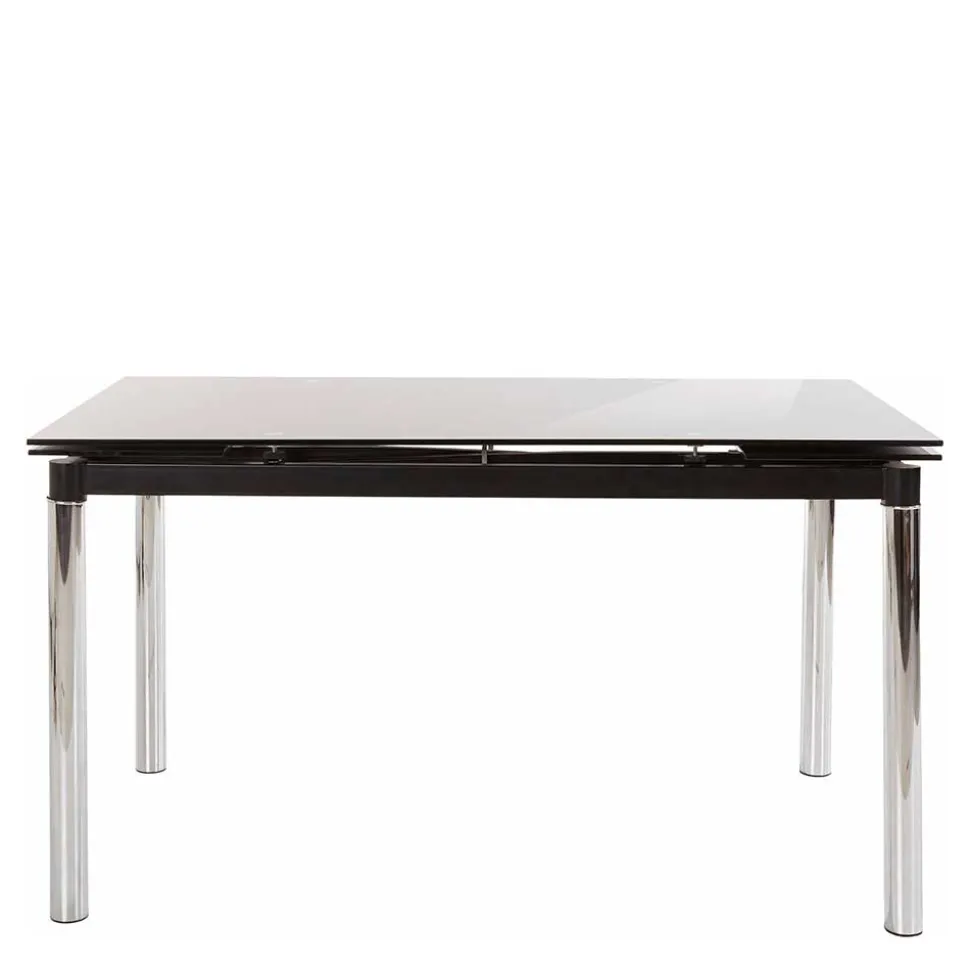 Großer Ausziehtisch aus Schwarzglas & Chrom - Tedyra