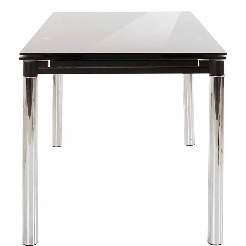 Großer Ausziehtisch aus Schwarzglas & Chrom - Tedyra