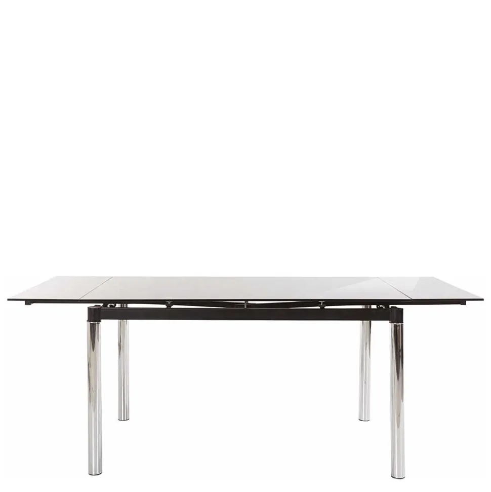 Großer Ausziehtisch aus Schwarzglas & Chrom - Tedyra