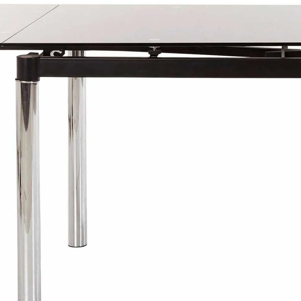 Großer Ausziehtisch aus Schwarzglas & Chrom - Tedyra