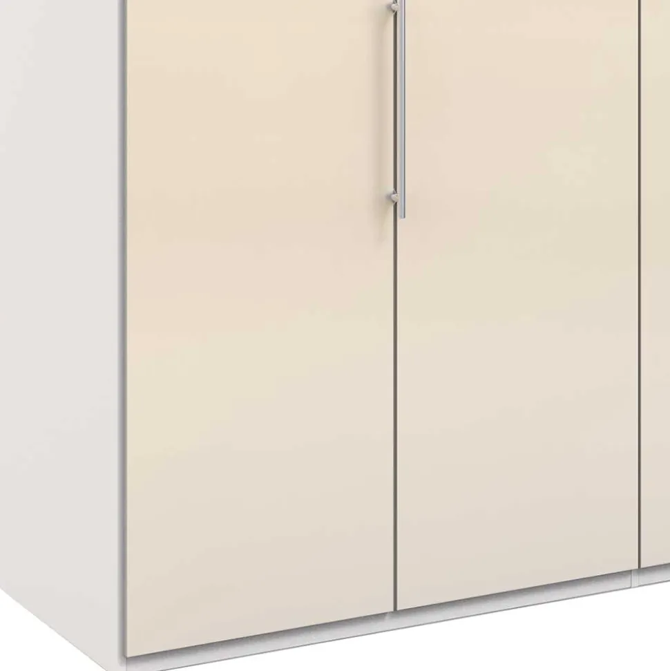 Großer Gleittüren Kleiderschrank in Creme Glasbeschichtung - Zidarie
