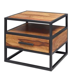 Großer Industrial Nachttisch mit Schublade - Enyet