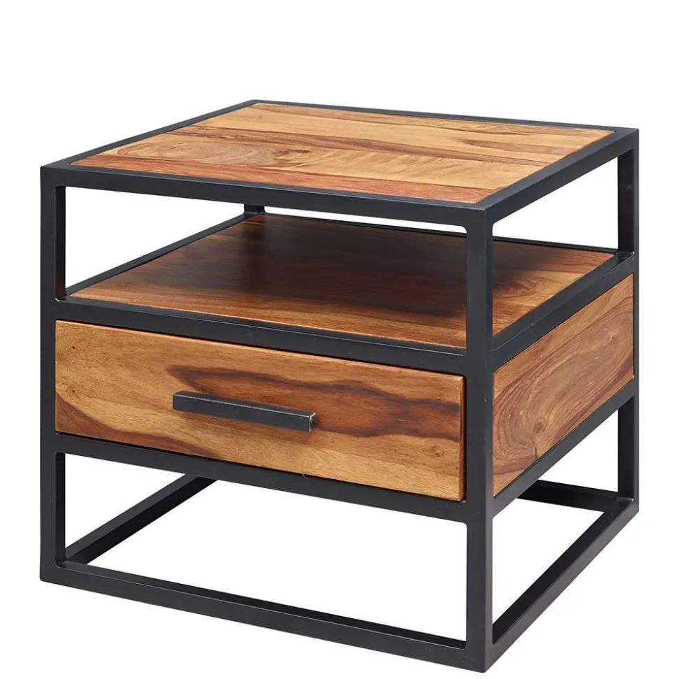 Großer Industrial Nachttisch mit Schublade - Enyet