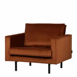 Großer Loungesessel Naryon mit Samt in Rostfarben