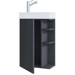 Gäste WC Waschtisch in Anthrazit mit Weiß - Fabio