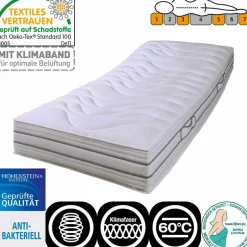 H4 Matratze mit Taschenfederkern 7-Zonen Cruba Bezug mit Klimaband