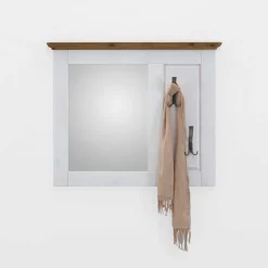 Haken Spiegel Lugon in Weiß und Kiefer Laugenfarbig