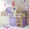 Halbhochbett Shoff mit Vorhang und Tunnel in Lila Weiß