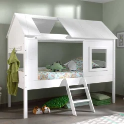 Halbhohes Hausbett für Kinder in Weiß - Tabitana