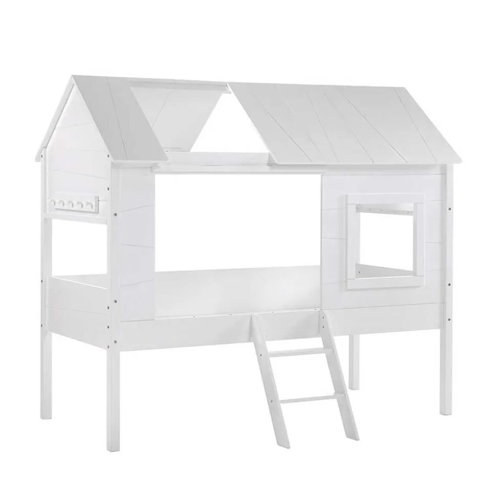 Halbhohes Hausbett für Kinder in Weiß - Tabitana