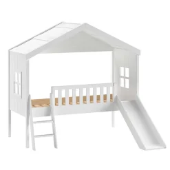 Halbhohes Hausbett mit Rutsche & Leiter - Coreen