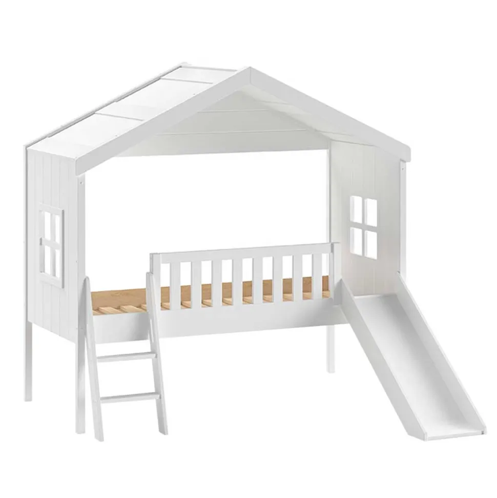 Halbhohes Hausbett mit Rutsche & Leiter - Coreen