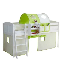 Halbhohes Kiefernholz Kinderbett in Weiß - Camelo