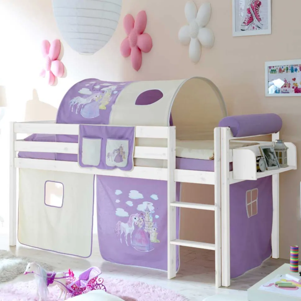 Halbhohes Kinderbett Safira im Prinzessin Design