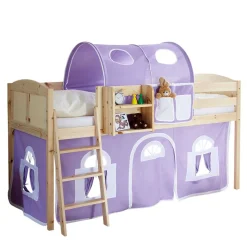 Halbhohes Massivholzbett für Kinder aus Kiefer - Aront