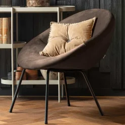 Halbrunder Cocktailsessel in Anthrazit Samt - Savuta