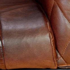 Halbrunder Tischsessel in Braun Leder - Liva