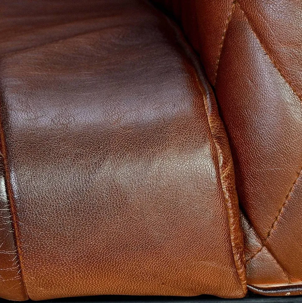 Halbrunder Tischsessel in Braun Leder - Liva