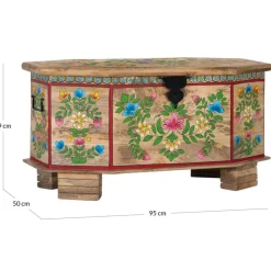 Handbemalte Holztruhe mit Blumen Motiven - Hectos