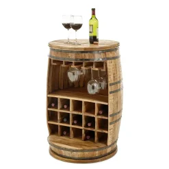 Hausbar im Fass Design aus Mangobaum Holz - Croadiva