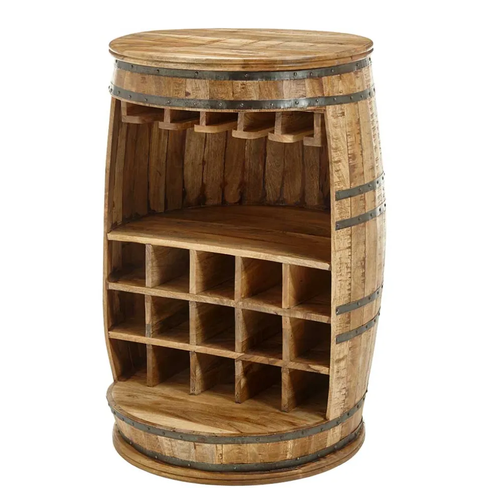 Hausbar im Fass Design aus Mangobaum Holz - Croadiva