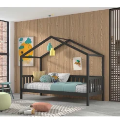 Hausbett in Anthrazit aus Kiefernholz - Neptunus