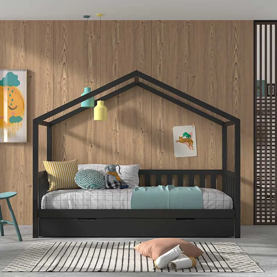 Hausbett in Anthrazit aus Kiefernholz - Neptunus