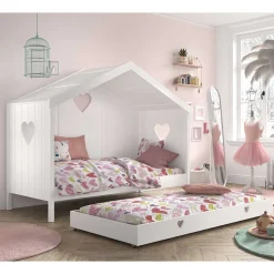 Hausbett mit Herz in Weiß - Grandory