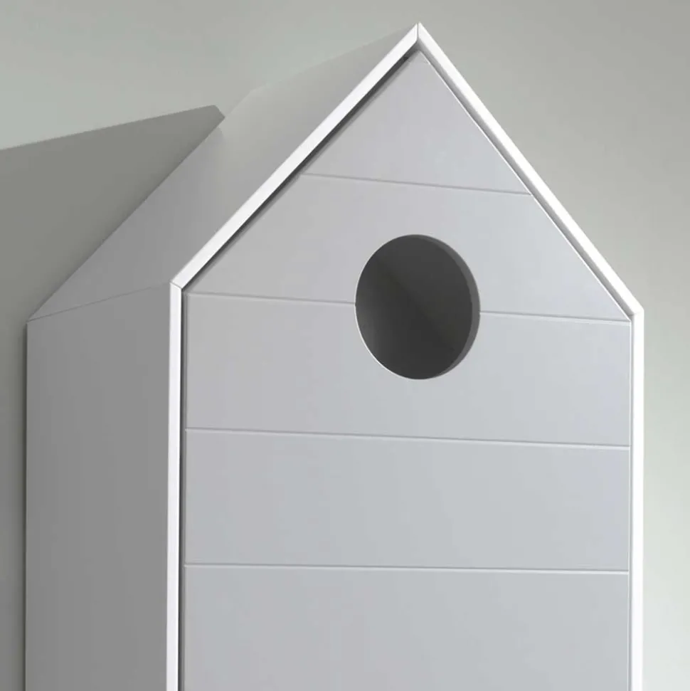 Hausform Kinderschrank in Grau - Indefiva