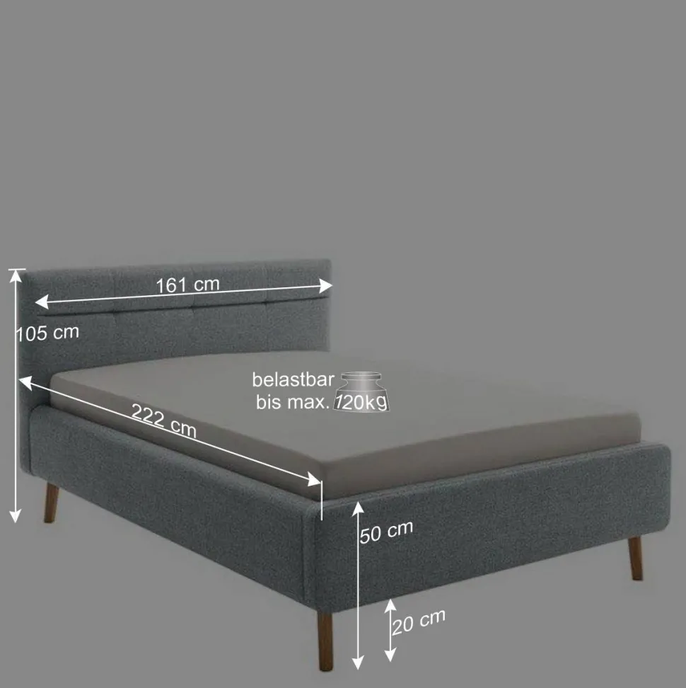 Hellblaues Polsterbett mit Bettkasten - Annelie