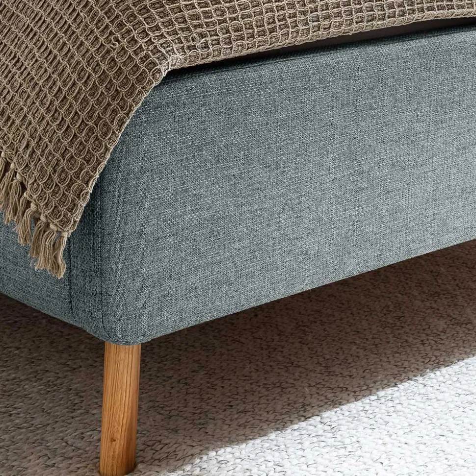 Hellblaues Polsterbett mit Bettkasten - Annelie