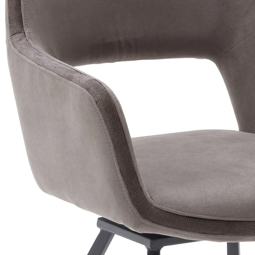 Hellbraune Esszimmerstühle aus Microfaser - Loreo (2er Set)