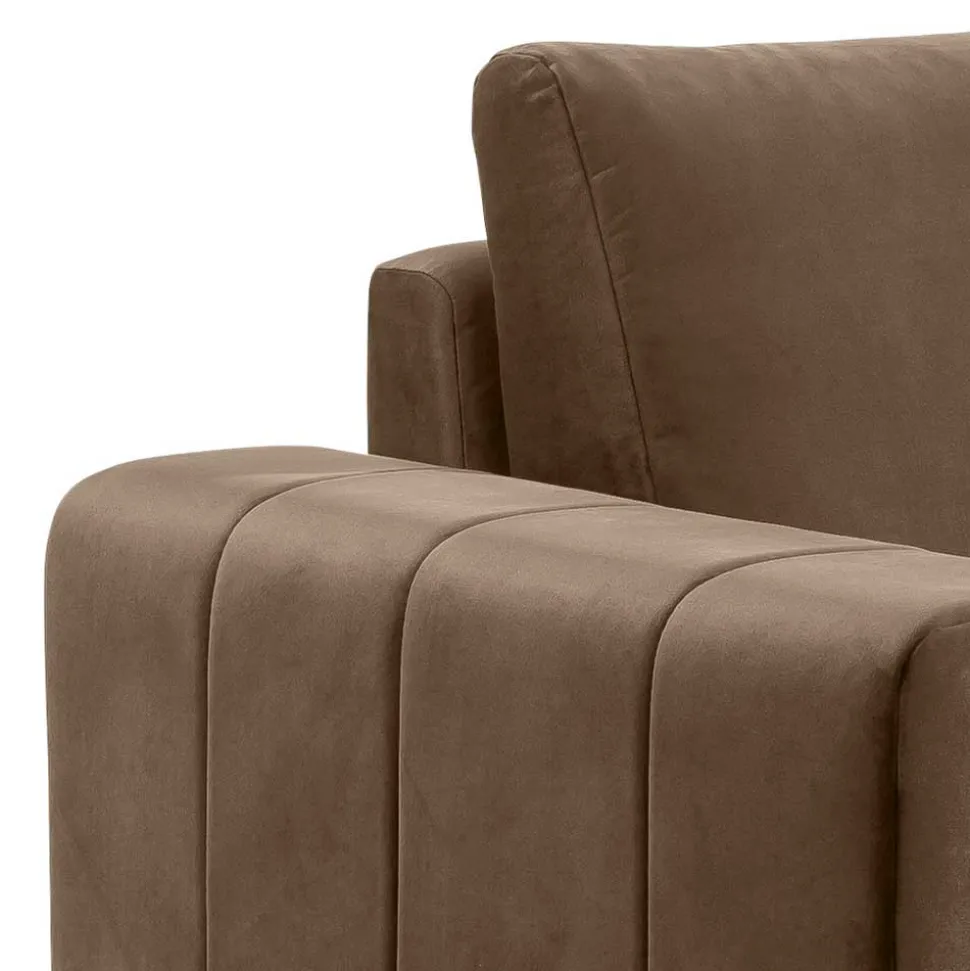 Hellbrauner Samtsessel im Retrostil - Coisma