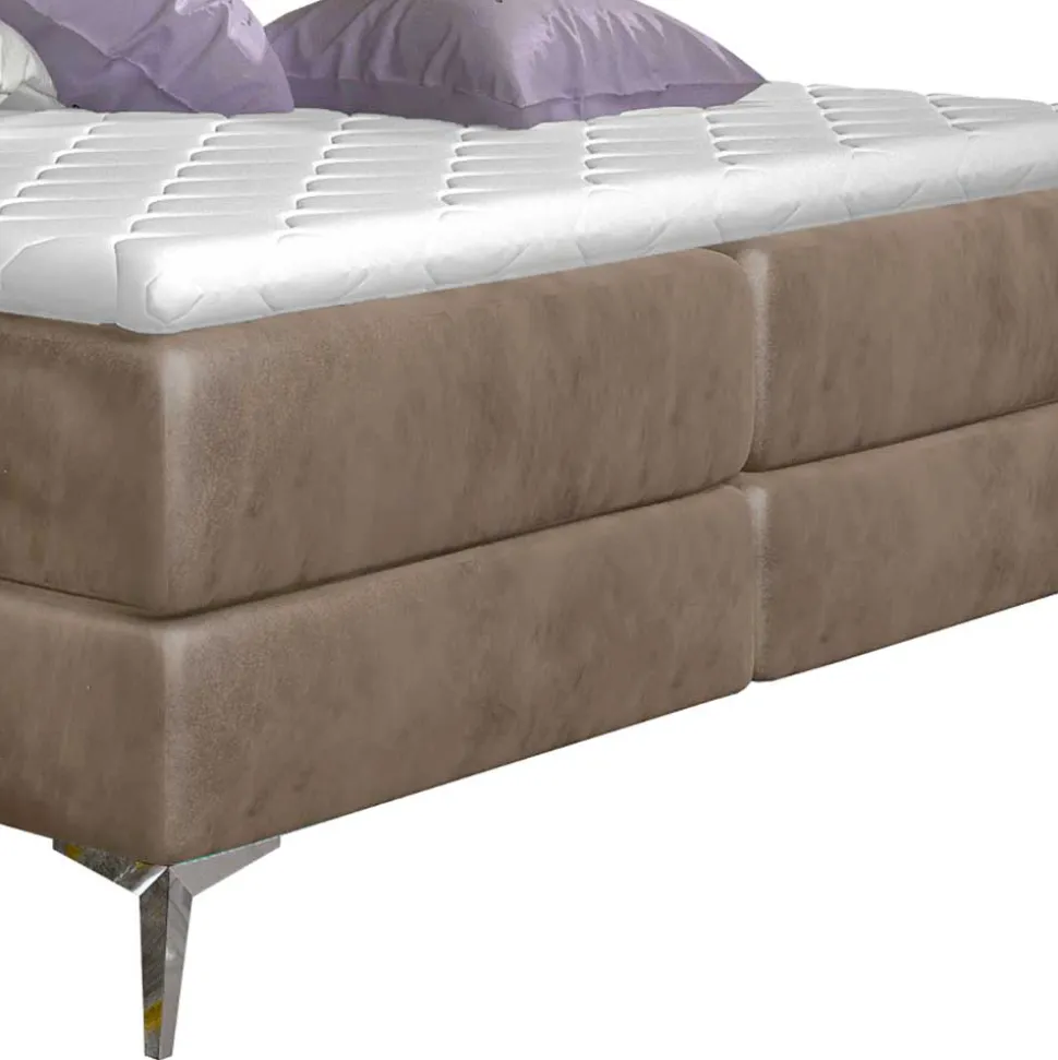 Hellbraunes Boxbett mit Samtbezug - Gelvino