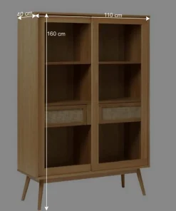 Helles Highboard mit Glas in Natur - Saltenas