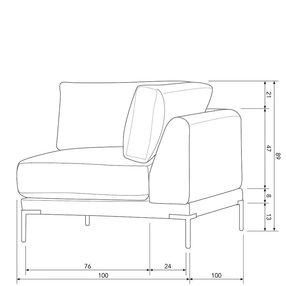 Hellgraue Wohnlandschaft aus Modulen - Horedion (fünfteilig)