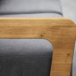 Hellgraues Stoff Sofa mit Wildeiche Gestell - Hardus