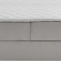 Hellgraues Stoffbett ohne Kopfteil mit Bettkasten - Craig