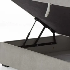 Hellgraues Stoffbett ohne Kopfteil mit Bettkasten - Craig