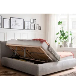 Hellgraues 180x200 Bett inklusive Matratzen - Atlona